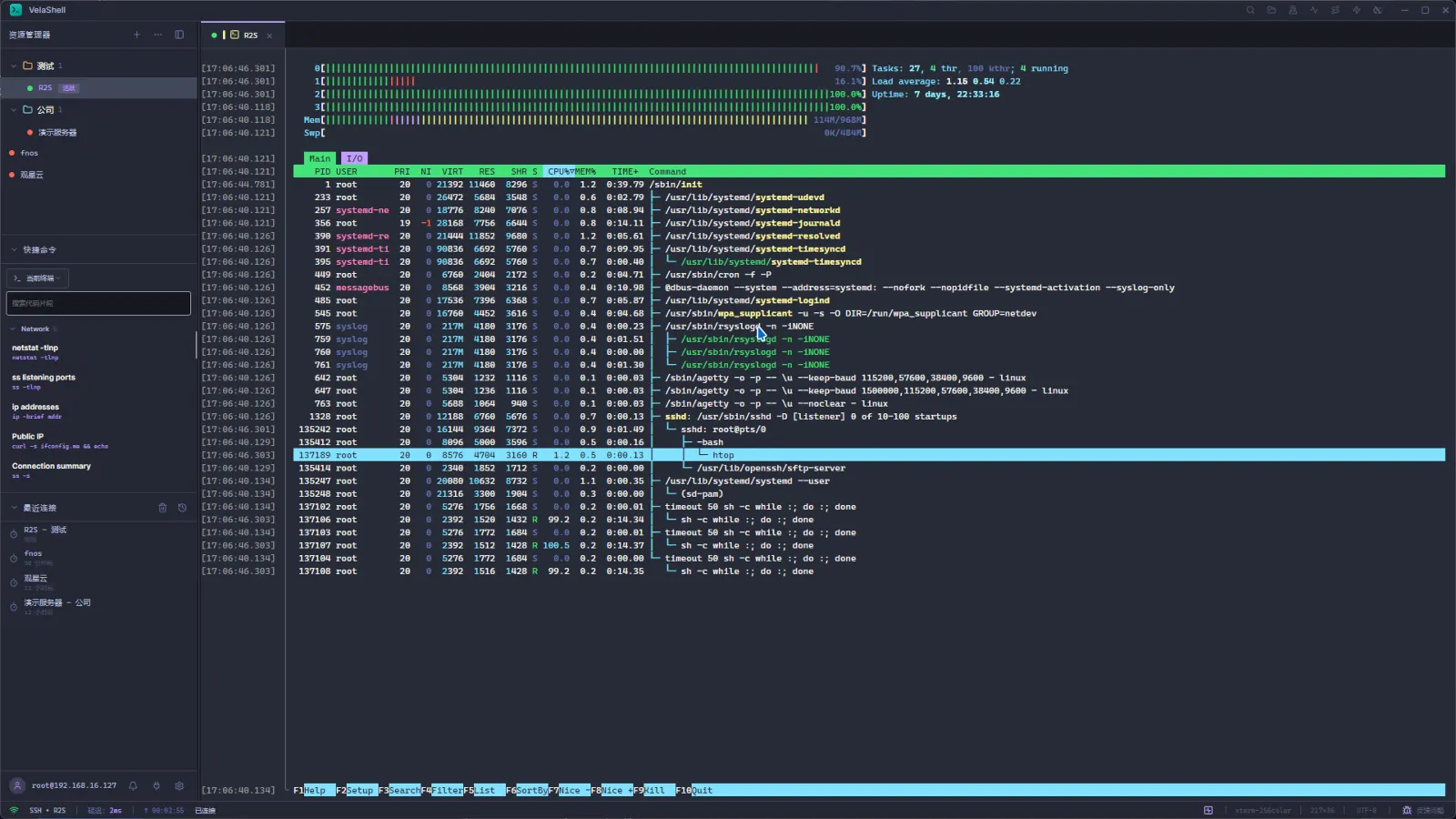 终端里运行 htop